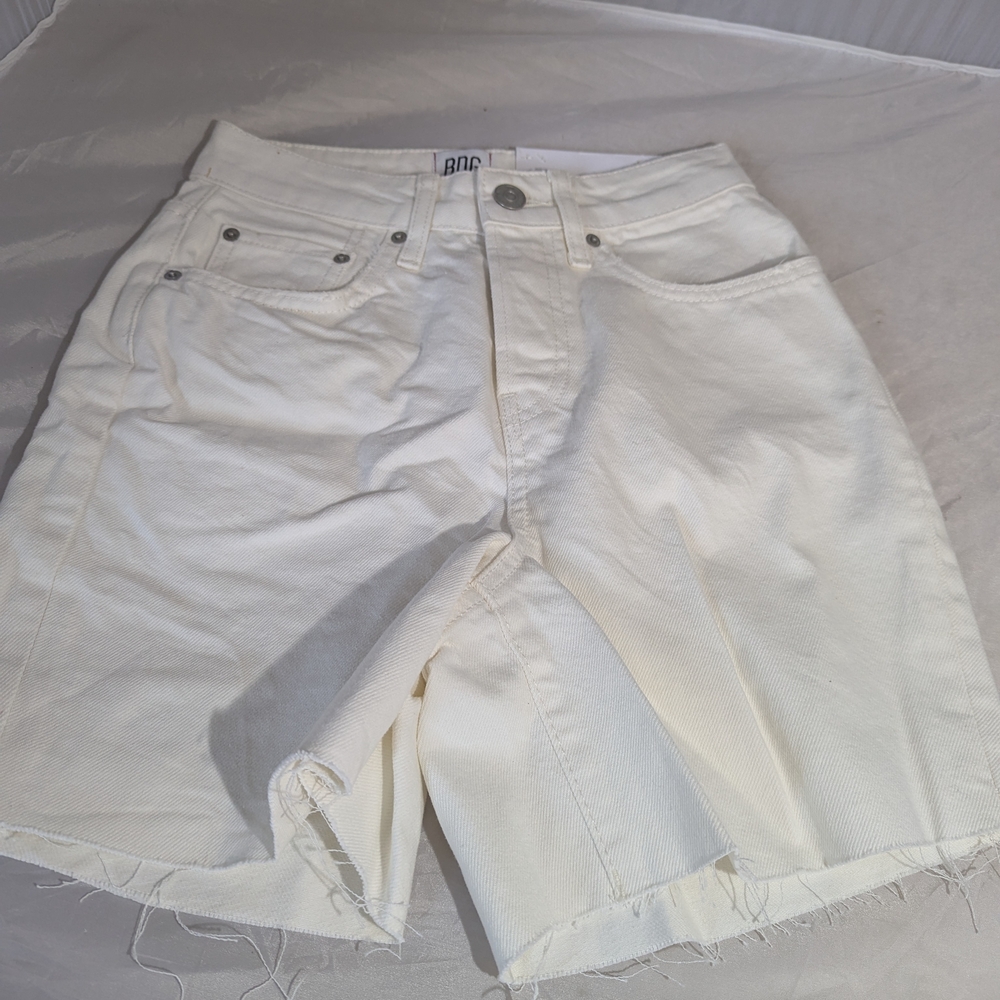 Urban Outfitters White High-Waisted Jean Shorts Frayed Hem